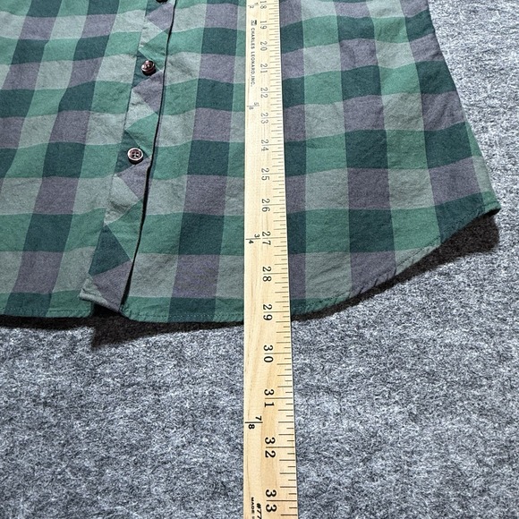Jared Lang Mens Shirt Medium Green Black Check Long Sleeve Slim Fit Button Up - Picture 8 of 10